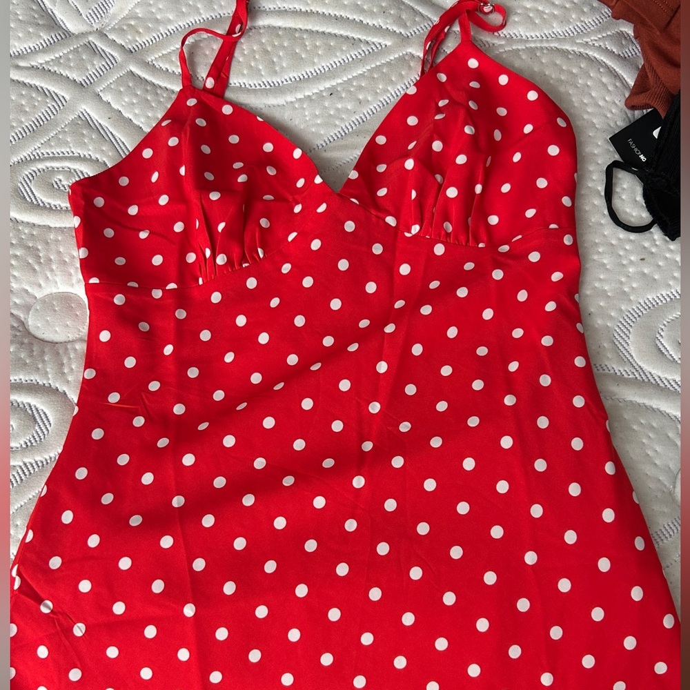 Princess Polly Red Polka Dot Mini Dress